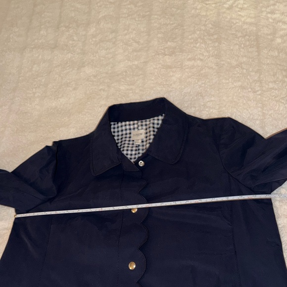 NWT J. Crew Navy Trench Coat with Gingham Detail - Picture 5 of 5